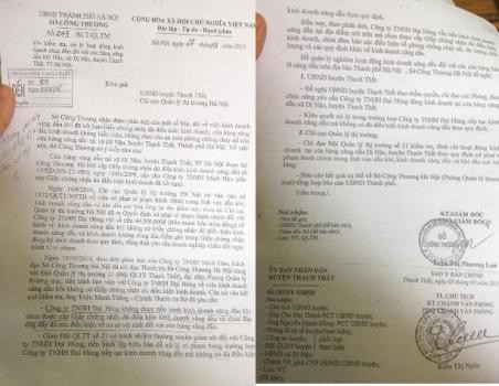 Chỉ đạo của Sở Công thương Hà Nội nhưng UBND huyện Thạch Thất đã cố tình làm ngơ khi không xử lý kiên quyết hành vi kinh doanh không phép của cửa hàng xăng dầu tại xã Dị Nậu. (Ảnh: Duy Phong).