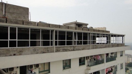 Phần xây dựng sai phép của Công ty TNHH Khách sạn Kinh Đô tại 93 Lò Đúc. Ảnh: NLM
