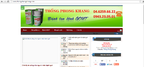 Sản phẩm Thống Phong Khang được quảng cáo trên mạng