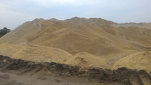 Bãi cát mà Công ty Sáu Hằng đang nổi trổi nhất khu vực...mặc dù theo ông Chủ tịch xã Đông Ninh là đang xin giấy phép. Ảnh: Phan Thiên