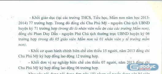 Một phần báo cáo của UBND huyện Phú Xuyên về đơn tố cáo ông Chu Phú Mỹ, nguyên Chủ tịch UBND huyện Phú Xuyên, hiện là Giám đốc Sở Nông nghiệp Hà Nội.