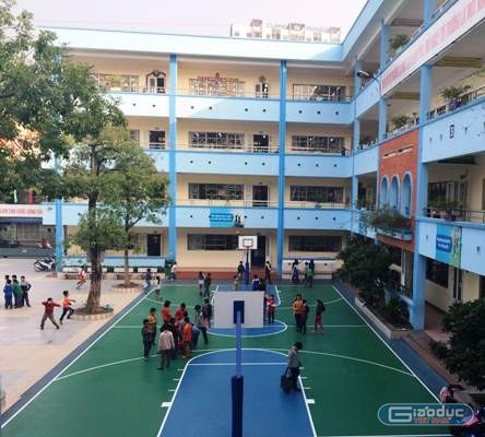 Một góc sân vui chơi cho học sinh Trường tiểu học Đoàn Thị Điểm (cơ sở 2 - Mỹ Đình). Ảnh: Phan Thiên