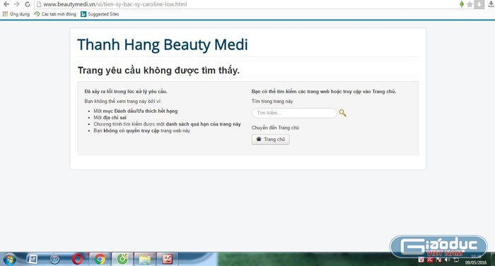 Mặc dù phóng viên Báo điện tử Giáo dục Việt Nam mới đặt lịch làm và cung cấp thông tin cho Sở Y tế nhưng Thanh Hằng Beauty Medi đã vội vàng gỡ bỏ thông tin về bác sĩ Caroline Low trên website của mình.