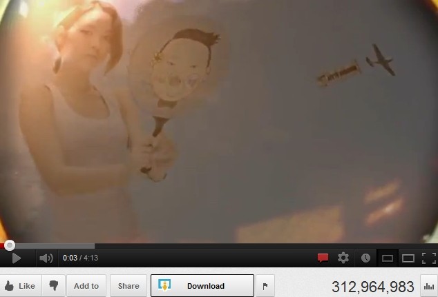Thời điểm 24h ngày 29/9/2012 ghi nhận khoảng 312.965.000 lượt xem Gangnam Style của PSY trên YouTube