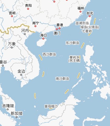 "Đường lưỡi bò" phi pháp trong ứng dụng bản đồ của WeChat phiên bản Trung Quốc.