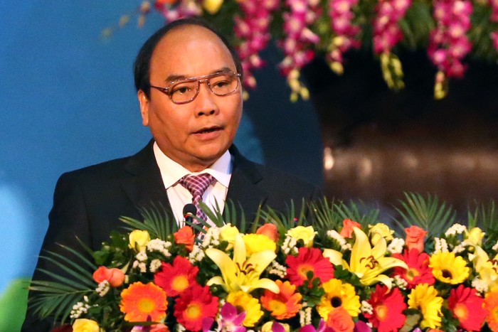 Phó Thủ tướng Nguyễn Xuân Phúc phát biểu tại buổi lễ. Ảnh Thùy Linh