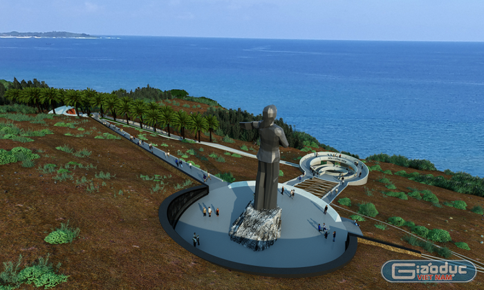 Tổng mặt bằng khu tưởng niệm Nghĩa sĩ Hoàng Sa gồm hai chủ thể chính cùng trên một trục chính hướng biển...