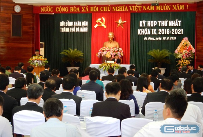 Quang cảnh kỳ họp lần thứ nhất HĐND TP Đà Nẵng khóa 9, nhiệm kỳ 2016-2021 vào ngày 16/6. Ảnh: Hoàng Tuấn