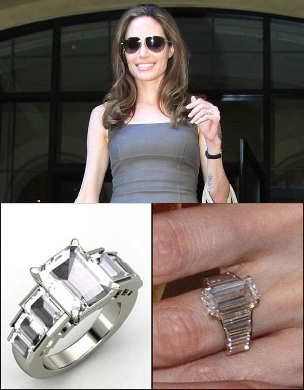 Và chiếc nhẫnđính hôn “anh em” trên tay minh tinh Angelina Jolie…