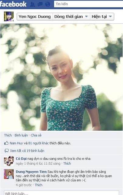 Những dòng thất vọng của Dung Nguyen Tien, viết trên chính facebook Dương Yến Ngọc sau khi anh nghe đoạn ghi âm đối chất chuyện nợ nần của cô này và ông Lâm.