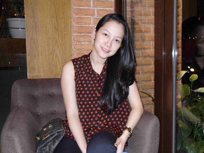 Linh Nga mặt mộc, chia sẻ hạnh phúc làm mẹ với phóng viên giaoduc.net.vn. Ảnh: Dương Cầm