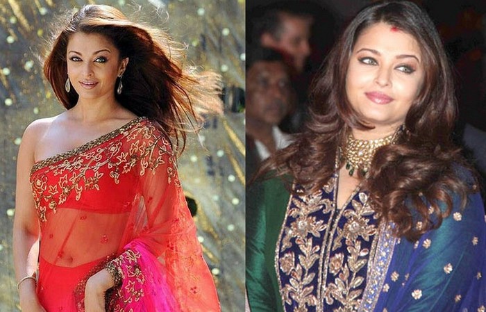 Sau khi lập gia đình với nam diễn viên Bollywood kỳ cựu Abhishek Bachchan vào năm 2007, cô cũng có những lúc "phát phì" lên như trong tấm ảnh bên phải.