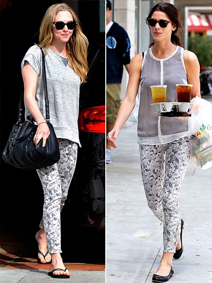 Chiếc quần thun bó sát là lựa chọn cho một cuộc dạo phố thoải mái mà vẫn không kém phần phong cách thời trang ngôi sao của cả Amanda và Ashley.