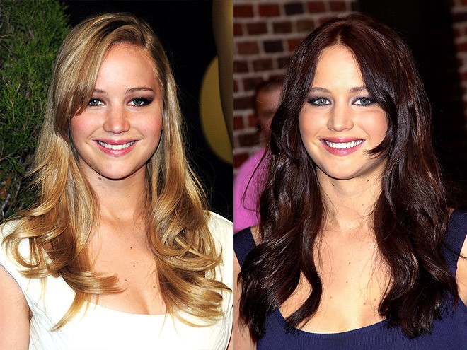 Jennifer Lawrence hợp với tóc lệch ngôi hơn vì nó làm khuôn mặt cô trông thon gọn hơn