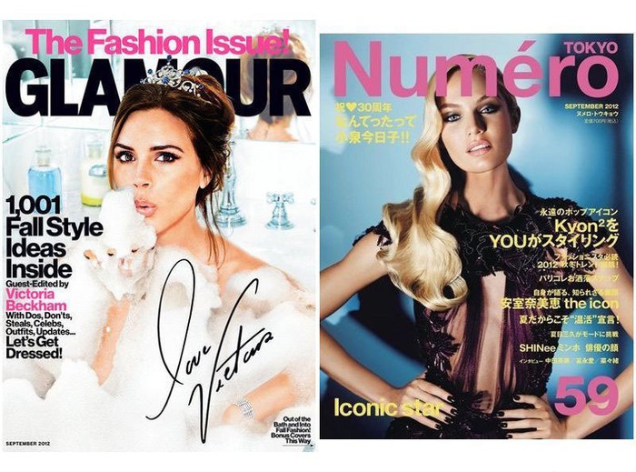 Victoria Beckham trẻ trung trên tạp chí Glamour của Mỹ và Candice Swanepoel thời trang phong cách trên tạp chí Numero của Tokyo