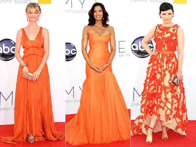 8. Sắc cam nóng nổi bật Các sao lựa chọn chiếc đầm màu cam này là Christina Hendricks, Connie Britton, Edie Falco.