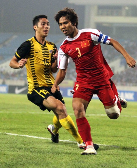 Long Giang (phải) là nhân tố không thể thiếu của U23 Việt Nam. Ảnh: Quang Minh