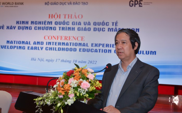 Bộ trưởng Bộ Giáo dục và Đào tạo Nguyễn Kim Sơn phát biểu tại Hội thảo. Ảnh: Bộ Giáo dục và Đào tạo