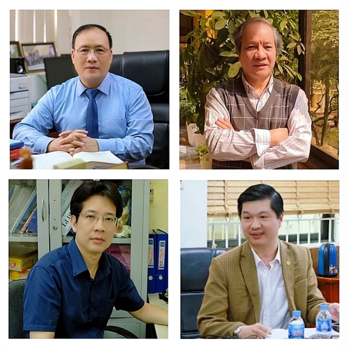 Giáo sư - Tiến sĩ khoa học Nguyễn Đình Đức, Giáo sư - Tiến sĩ Phạm Hùng Việt, Phó giáo sư - Tiến sĩ Lê Hoàng Sơn và Phó giáo sư - Tiến sĩ Từ Bình Minh (ảnh từ trái qua)