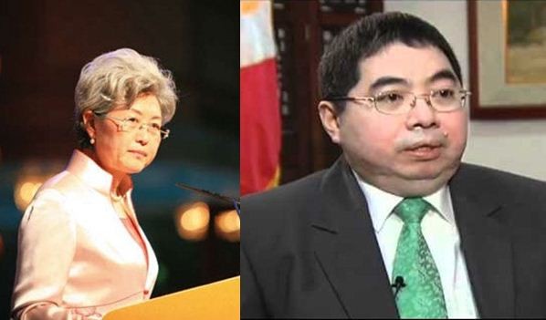 Thứ trưởng Ngoại giao Trung Quốc Phó Oánh (trái) không dưới 3 lần gặp Đại biện lâm thời Philippines tại Bắc Kinh, ông Alex Chua để "cảnh cáo"