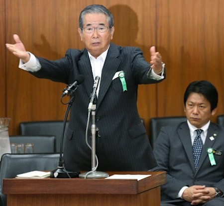 Thống đốc Tokyo Shintaro Ishihara trong phiên điều trần ngày hôm qua (ảnh: Hoàn Cầu thời báo)