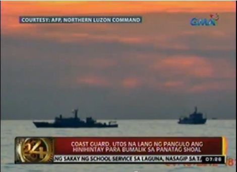 Hải quân Philippines phát hiện tàu Hải giám, Ngư chính Trung Quốc vẫn lởn vởn vòng ngoài Scarborough mặc dù Bắc Kinh và Manila đã thỏa thuận cùng rút hết tàu thuyền khỏi khu vực này