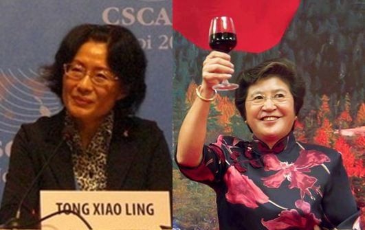 Cựu Đại sứ Đổng Hiểu Linh (trái) và tân Đại sứ Dương Tú Bình (phải)