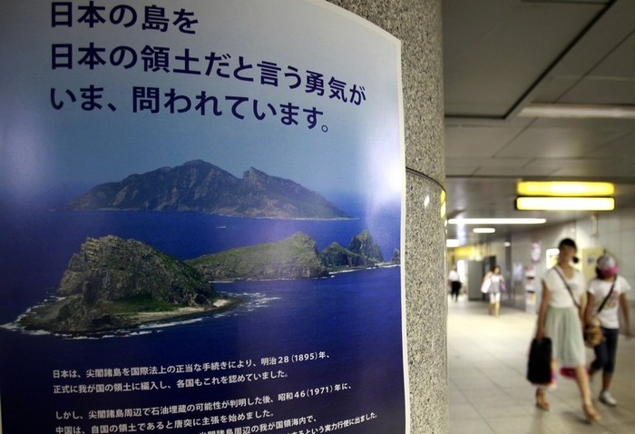 Thông tin về nhóm đảo Senkaku được dán ở nhiều nơi công cộng tại Nhật Bản