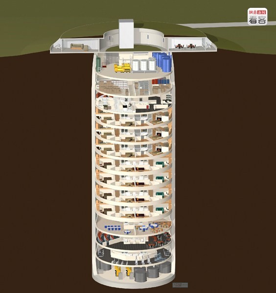 Hình đồ họa của công ty Larry Hall Mỹ sử dụng một căn cứ phóng tên lửa cũ cải tạo thành nơi trú nạn và mở cửa cho thuê để người dân tránh nạn một khi xảy ra các thảm họa tự nhiên trong cái gọi là ngày tận thế