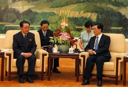 Chủ tịch Trung Quốc Hồ Cẩm Đào tiếp ông Jang Song-taek tại Bắc Kinh hồi tháng Tám