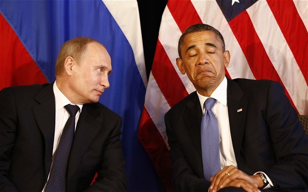 Tổng thống Nga Putin và Tổng thống Mỹ Obama (nguồn: Telegraph)