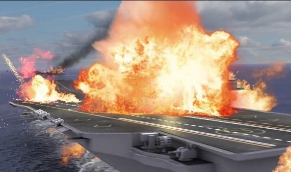 Tàu sân bay Liêu Ninh trúng tên lửa Nhật Bản trong đoạn clip "chế"