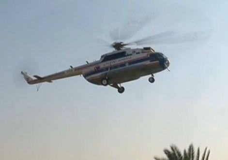 Chiếc trực thăng chở ông Mubarak rời khỏi nhà tù.