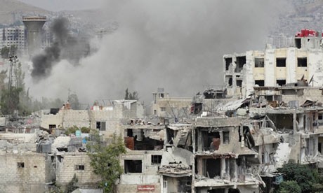 Một góc tan hoang ở thủ đô Syria Damascus.