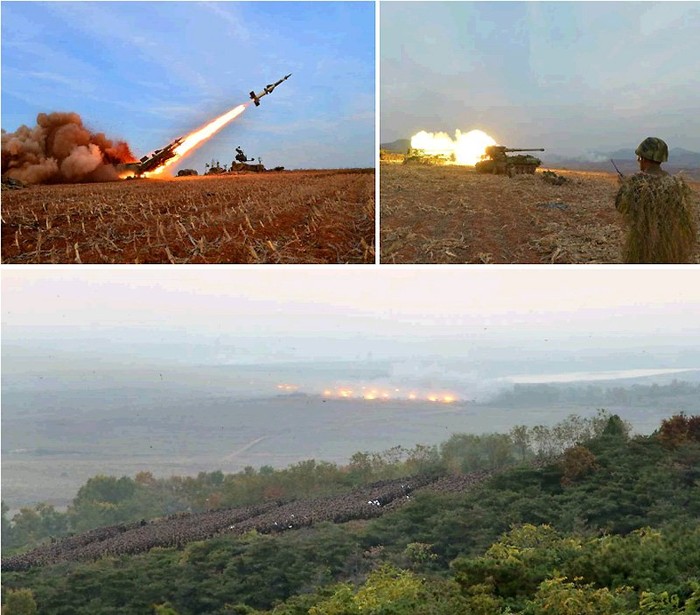 Toàn cảnh cuộc tập trận của hỏa lực Bắc Triều Tiên.