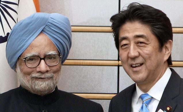 Thủ tướng Ấn Độ Mamohan Singh và Thủ tướng Nhật Bản Shinzo Abe.