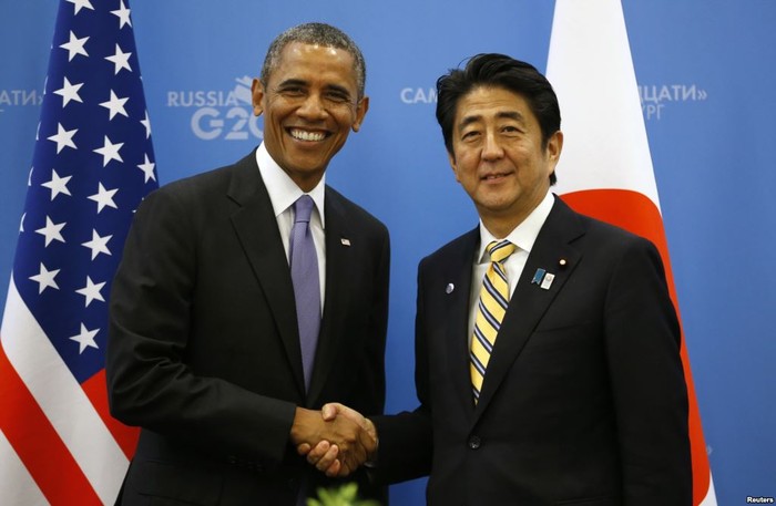 Tổng thống Mỹ Obama và Thủ tướng Nhật Bản Shinzo Abe.