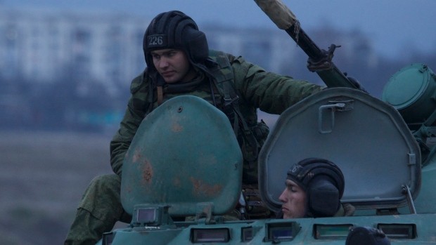 Lính Nga ở một căn cứ quân sự đặt tại Ukraina.