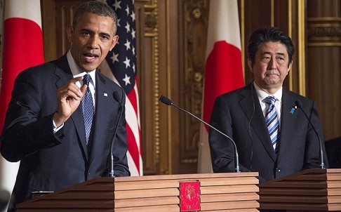 Tổng thống Mỹ Barack Obama và Thủ tướng Nhật Bản Shinzo Abe.