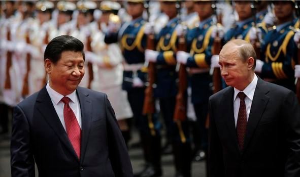 Chủ tịch nước Trung Quốc ông Tập Cận Bình tiếp người đồng cấp Nga Vladimir Putin.