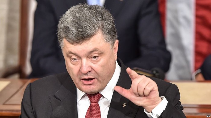 Tổng thống Ukraine Petro Poroshenko phát biểu trước Quốc hội Mỹ trong chuyến công du vừa qua.