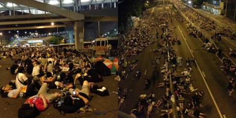 Học sinh, sinh viên Hồng Kông tham gia biểu tình qua đêm trên đường phố.