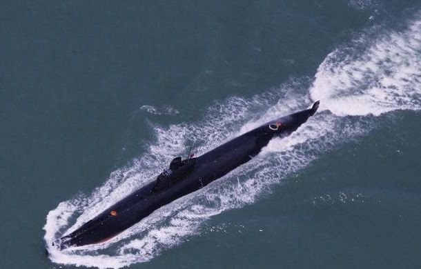 Tàu ngầm Trung Quốc tập trận ở Biển Đông. Ảnh: Channel News Asia.
