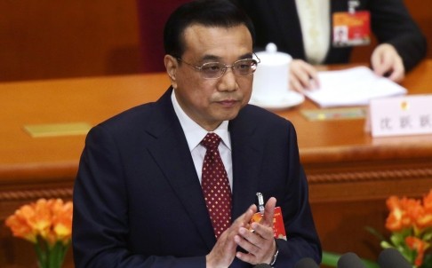 Ông Lý Khắc Cường trình bày Báo cáo Công tác chính phủ trước Quốc hội Trung Quốc. Ảnh: SCMP.