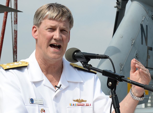 Phó Đô đốc Robert Thomas, Tư lệnh Hạm đội 7 Hoa Kỳ. Ảnh: Bloomberg.