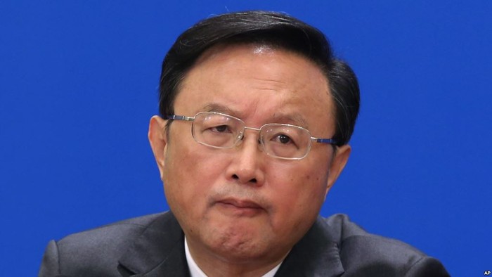 Ông Dương Khiết Trì, Ủy viên Quốc vụ viện Trung Quốc tuần này cũng ra sức cổ súy cho chiến lược Con đường Tơ lụa mới trên biển thế kỷ 21 nhằm đánh lạc hướng dư luận khỏi những gì Trung Quốc đang làm ở Biển Đông. Ảnh: VOA.