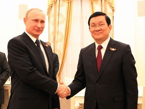 Tổng thống Nga Vladimir Putin và Chủ tịch nước Trương Tấn Sang. Ảnh: thanhnien.com.vn