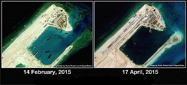 Bãi đá Chữ Thập trong quần đảo Trường Sa thuộc chủ quyền Việt Nam bị Trung Quốc xâm lược, chiếm đóng trái phép từ năm 1988 và đang xây dựng đảo nổi, sân bay quân sự bất hợp pháp tại đây.