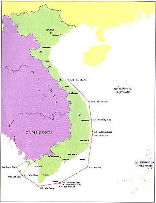 Đường cơ sở 1982 trên bài viết tuyên truyền về Luật Biển Việt Nam của báo Nghệ An.