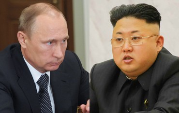 Tổng thống Nga Vladimir Putin và nhà lãnh đạo Triều Tiên Kim Jong-un. Ảnh: Koreatimesus.